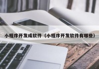 小程序开发成软件（小程序开发软件有哪些）