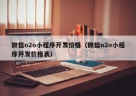 微信o2o小程序开发价格（微信o2o小程序开发价格表）