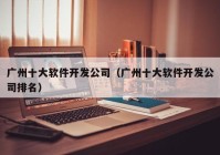 广州十大软件开发公司（广州十大软件开发公司排名）