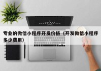 专业的微信小程序开发价格（开发微信小程序多少费用）