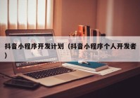 抖音小程序开发计划（抖音小程序个人开发者）