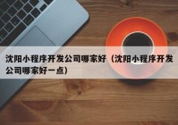 沈阳小程序开发公司哪家好（沈阳小程序开发公司哪家好一点）