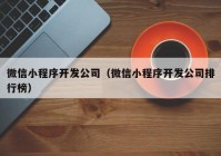 微信小程序开发公司（微信小程序开发公司排行榜）