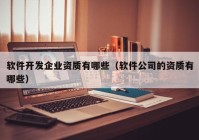 软件开发企业资质有哪些（软件公司的资质有哪些）