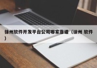 徐州软件开发平台公司哪家靠谱（徐州 软件）